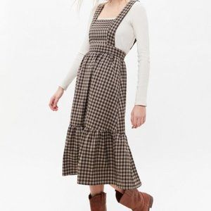 Urban Outfitters Cavalcade Gingham Apron Midi Dres